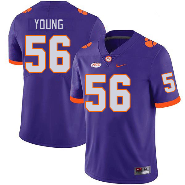 Men #56 Watson Young Clemson Tigers College Football Jerseys Stitched-Purple